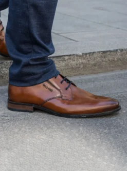 Leder Business Schnürer cognac