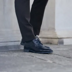 Leder Business Schnürer dunkelblau