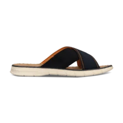 Leder Pantoletten dunkelblau
