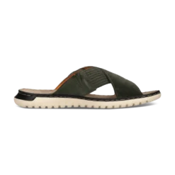 Leder Pantoletten dunkelgrün