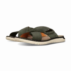 Leder Pantoletten dunkelgrün