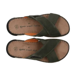 Leder Pantoletten dunkelgrün