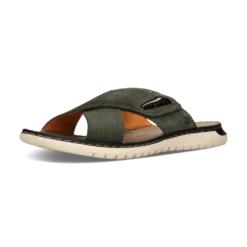 Leder Pantoletten dunkelgrün