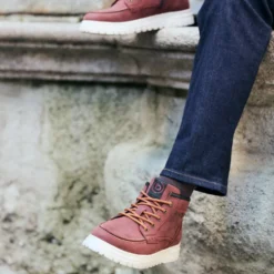 Leder Schnürstiefel bordeaux