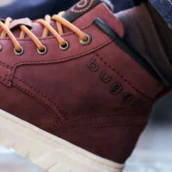 Leder Schnürstiefel bordeaux