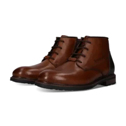 Leder Schnürstiefel cognac