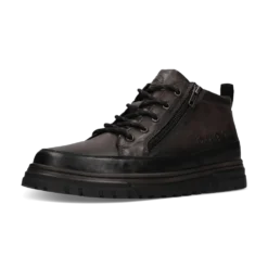 Leder Schnürstiefel dunkelgrau