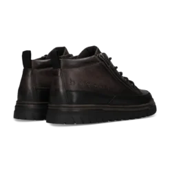Leder Schnürstiefel dunkelgrau