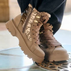 Schnürstiefel taupe